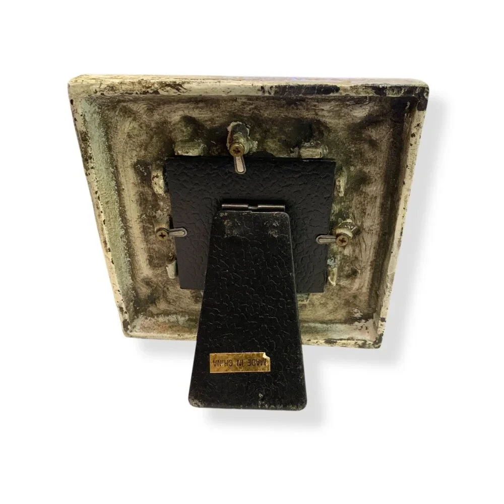 VTG Mini Picture Frame Heavy Ornate Cast Iron Micro 2x2‎ Photo Farmhouse